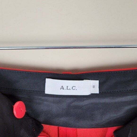 A.L.C. Size 8 Russel Cropped Button Fly Crepe Pants Trousers Red - Picture 12 of 12
